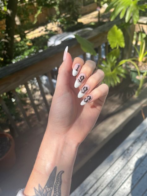 Nail Number Art Designs, 1993 Birthday Nails, Letters Nails Design, Old English Numbers On Nails, 1993 Nail Design, Old English On Nails, Nails With Birth Year, Birth Year Nails Design, Numbers On Nails Design