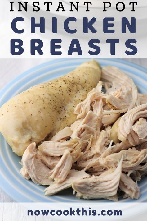 These Instant Pot Chicken Breasts are a meal prepper's best friend! You can cook boneless chicken breasts from fresh or frozen in about 30 minutes and then shred, slice or chop for use in recipes that call for cooked chicken. Get the recipe and give them a try! #instantpotchickenbreasts #instantpotchicken #instantpot #chicken #mealprep Instant Pot Chicken Breasts, Chicken Breast Instant Pot Recipes, Boneless Skinless Chicken Breast Recipes, Skinless Chicken Breast Recipes, Pressure Cooking Chicken, Boiled Chicken Recipes, Chicken Boneless Breast Recipes, Boiled Chicken Breast, Pre Cooked Chicken