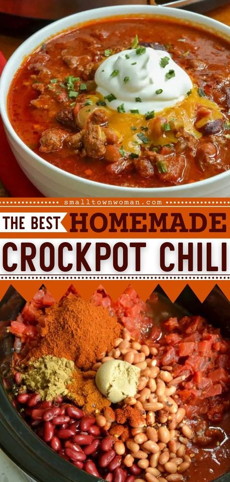 Homemade Crockpot Chili, Homemade Chili Crockpot, Beef Crock Pot, Crock Pot Chili, Homemade Chili Recipe, With Cornbread, Best Chili Recipe, Chilli Recipes, Chili Recipe Easy