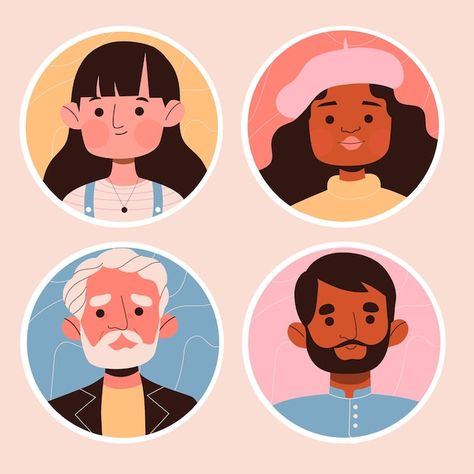 Avatar Stickers, People Avatar, Vector Character Design, People Icon, Stickers Set, Vector Character, Art Painting Acrylic, Set Free, Creative People