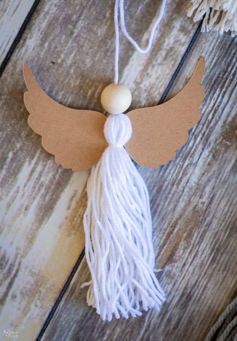 Angel Wing Pattern Templates, Angel Wing Template, Tassel Angels, Angel Wing Crafts, Angel Diy, Diy Angel Ornaments, Craft For All Ages, Diy Angel Wings, Christmas Angel Crafts