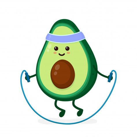 Cute smiling happy strong avocado with j... | Premium Vector #Freepik #vector #food #texture #icon #hand Cartoon Character Illustration, Gym Lifestyle, Jumping Rope, Health Fitness Nutrition, Jump Rope, Fitness Nutrition, Cartoon Character, Character Illustration, Avocado