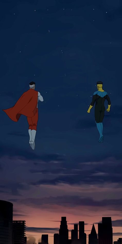 #invincible #omniman Spider Man And Invincible, Invincible Profile Picture, Omni Man And Invincible, Invincible Vs Omni Man, Invincible Background, Invincible And Omni Man, Invincible Flying, Invincible Wallpaper Iphone, Invincible Comic Wallpaper