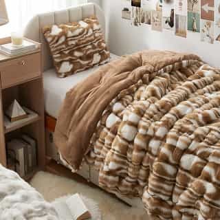 Bed Bath & Beyond | The Best Deals Online: Furniture, Bedding, Rugs, Kitchen Essentials & More Brown Comforter Sets, Luxury Dorm Room, Deer Bedding, Dorm Comforters, Brown Comforter, Oversized Comforter, Textured Duvet Cover, Fluffy Comforter, College Bedding