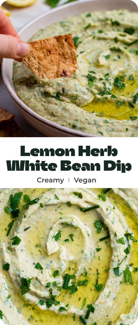 White Bean Veggie Dip, Lemon And Herb White Bean Dip, Creamy Vegan Dip, Vegan Layer Dip, Cold Bean Recipes, Healthy Veggie Dip Dairy Free, Veggie Dips Healthy, Plant Based Dip Recipes, Chopped Veggie Dip