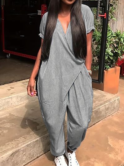 High Waist Jumpsuit, Harem Jumpsuits, Loose Jumpsuit, Short Sleeve Jumpsuits, Jumpsuit With Sleeves, Trend Fashion, Outfit Casual, Mode Inspiration, Wide Leg Jumpsuit