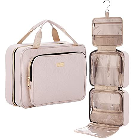 Amazon.com : NISHEL 4 Sections Hanging Travel Toiletry Bag Organizer, Large Makeup Cosmetic Case for Bathroom Shower, Pink : Beauty & Personal Care Traveling Luggage, Hanging Toiletry Bag, Travel Jewelry Organizer, Travel Toiletry Bag, Toiletries Organization, Utila, Bag Organizer, Travel Toiletries, Toiletry Bag Travel