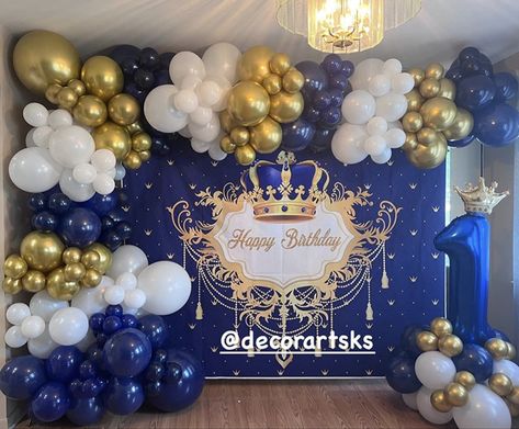 Royal Prince Birthday Theme, Prince Themed Birthday Party, Royal Themed Birthday Party, Royal Theme Party, Royal Prince Birthday Party, First Birthday Decorations Boy, Prince Birthday Theme, Prince Baby Shower Theme, Birthday Theme Decoration