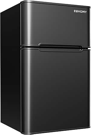 EUHOMY Mini Fridge with Freezer, 3.2 Cu.Ft Mini Refrigerator, Dorm Fridge with 2 Door For Bedroom/Apartment/Office-Food Storage Cooling Drink (Black). Door For Bedroom, Dorm Fridge, Office Food, Basement Kitchenette, Mini Fridge With Freezer, Mini Refrigerator, Small Refrigerator, Compact Refrigerator, Apartment Office