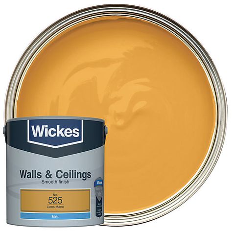 Wickes Lion's Mane - No. 525 Vinyl Matt Emulsion Paint - 2.5L | Wickes.co.uk Yellow Accent Walls, Lion's Mane, Interior Painting, Lion Mane, Diy And Home Improvement, Boho Kitchen, Paint Sprayer, Carpet Stairs, Yellow Painting