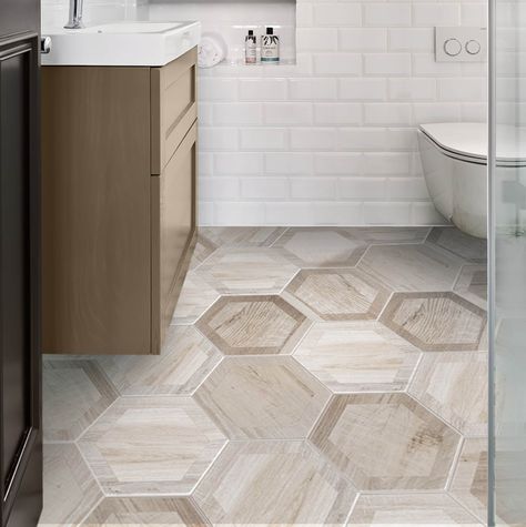 Hexagon Lvt Flooring, Groutless Tile Floor, Hexagon Kitchen Floor Tile, Bathroom Hexagon Tile Floor, Large Hexagon Tile Bathroom, Large Hexagon Tile Floor, Hexagon Floor Tile Bathroom, Hex Tile Bathroom, Octagon Tile Bathroom