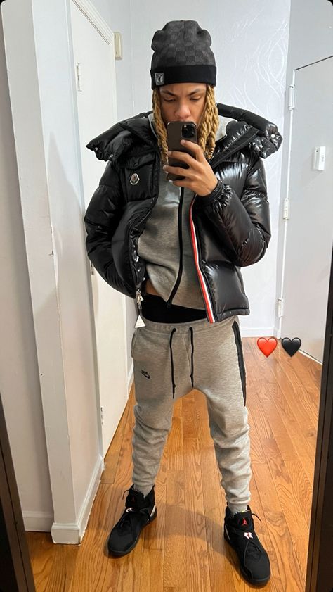 Nike Tech Outfit Men, Hood Boy Outfits, Hood Dude Outfits, Uk Drip Outfits, Fine Hood Black Men, Nike Tech Fleece Outfit Men, Royalty Style, Drill Man, Outfit Photoshoot