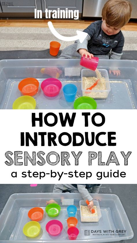 A step-by-step guide how to introduce sensory play to babies, toddlers, and preschoolers and what sensory fillers to put inside a sensory bin. Toddler Bin Activities, How To Store Sensory Bin Items, Sensory Bin One Year Old, Sensory Fillers, Baby Sensory Bottles, Water Sensory Play, Sensory Bin Fillers, Sensory Bin Play, Life Skills Kids