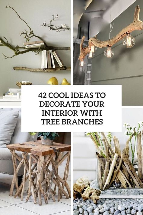 Wood Branch Decor, Tree Branch Decor Diy, Tree Branch Crafts, Twigs Decor, Takken Decor, Branch Furniture, Tree Branch Wall Decor, Twig Crafts, Tree Branch Decor