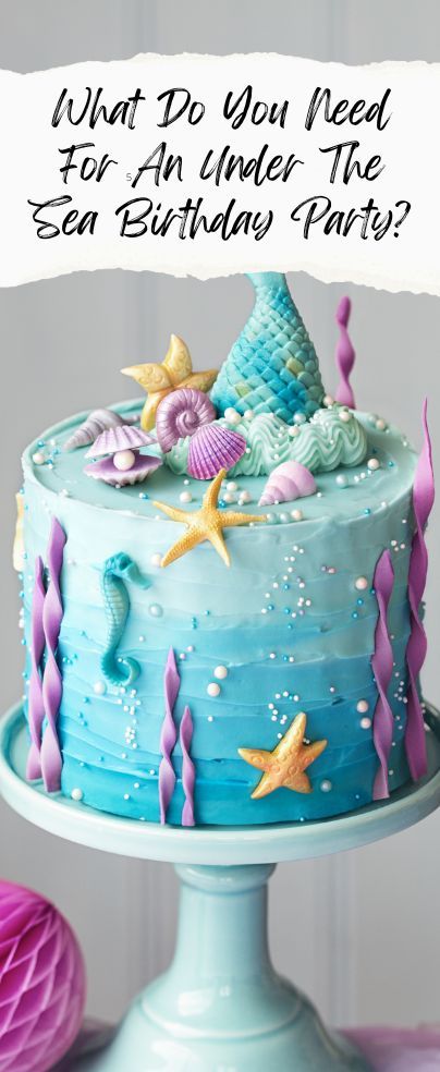 Ocean Birthday Cakes, Mermaid Party Ideas, Mermaid Birthday Party Ideas, Water Birthday, Little Mermaid Party, Ocean Theme Birthday, Ocean Birthday Party, Ocean Cakes, Mermaid Birthday Party Decorations