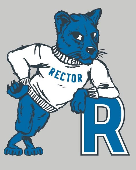 I love making these old school collegiate mascot logos! This one was for the Rector Cougars. They wanted the mascot leaning on the R. I started drawing the stages in Procreate then made my way to Adobe Illustrator to complete and vectorise the design. Mascot Logos, Graphic Kit, College Logo, School Logo, Mascot Design, Old Cartoons, Sports Design, Sports Logo, Vintage Logo