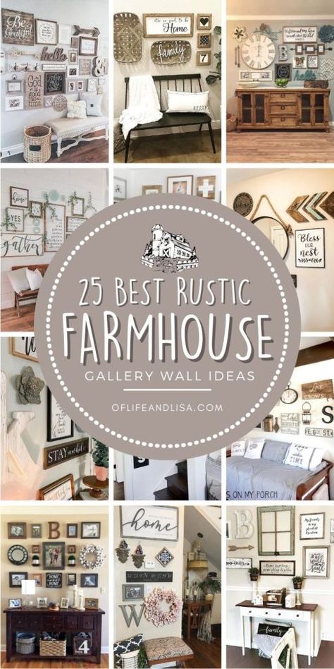 Farmhouse Family Photo Wall Display, Shutters Living Room Decor, How To Layout Pictures On A Wall, Diy Stairway Wall Ideas, Picture Groupings On Wall Living Rooms, Four Pictures On Wall Layout, Photo Collage With Mirror, Large Family Gallery Wall, Wall Groupings Living Room