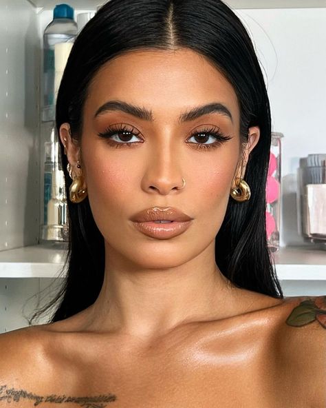 Bronzed Face Makeup, Nude Brown Makeup Looks, Gold Brown Makeup Looks, Expresso Makeup Look, Chocolate Makeup Looks, Mocha Makeup Look, Latte Makeup Look Brown Skin, Soft Brown Makeup Look, Brown Eye Makeup Looks