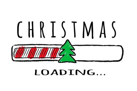 Progress bar with inscription - Christmas loading and fir-tree in sketchy style. Vector christmas illustration for t-shirt design, poster, greeting or invitation card. Christmas Illustration Design, Sketchy Style, Christmas Loading, Kalender Design, Family Png, Christmas Shirt Svg, Deco Table Noel, Christmas T Shirt Design, Progress Bar