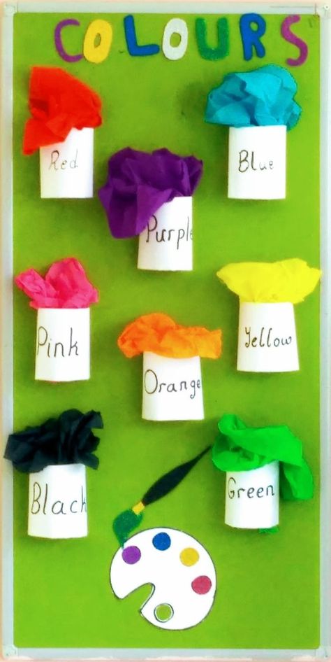 Nursery Class Decoration, Kindergarten Art Crafts, School Kids Crafts, School Board Decoration, Kindergarten Classroom Decor, Aktiviti Kanak-kanak, Kindergarden Activities, Preschool Classroom Decor, Preschool Colors