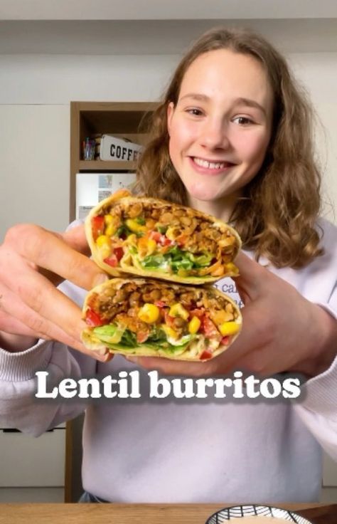 Foody Popz’s Instagram post: “LENTIL BURRITO 🌯 What I make for lunch when I’m almost hangry…😁 by @fitgreenmind This burrito was pretty much freestyled but tastes SO…” Lentil Burrito, Veggie Salsa, Vegan Bowl Recipes, Cashew Cream Cheese, Vegan Plan, Vegan Recepies, Vegan Burrito, Vegan Challenge, Plant Based Cookbook