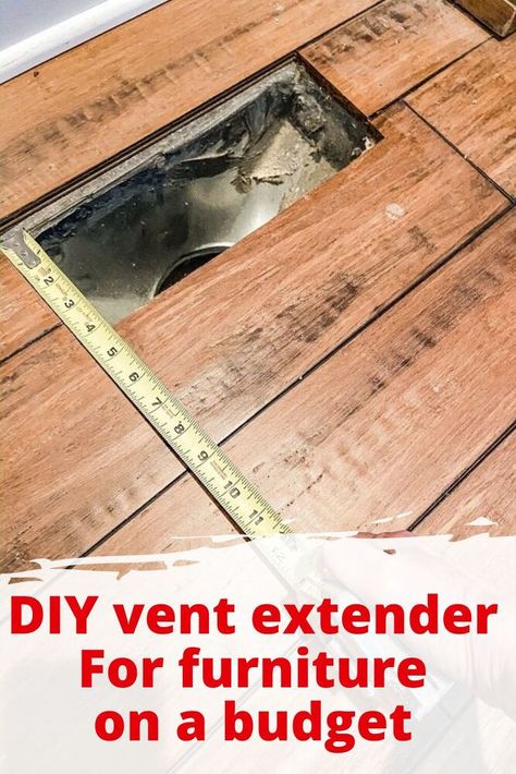 Why are all the heat and air vents in the exact place you want to arrange your furniture? vent extenders are expensive so see how to make a DIY Vent Extender For Furniture for only $2.00. It's a safe and practical alternative to spending $20.00. How To Replace Old Air Vents, Floor Vents Ideas, Vent Extender, Cookie Sheet Storage, Diy Ac, Cold Air Return, Return Air Vent, Heat Registers, Heat Vents