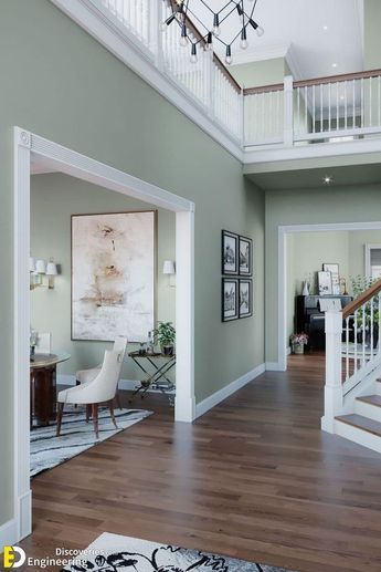 Grey Hardwood Floors Wall Color, Oak Floor Green Walls, Light Flooring Color Scheme, Light Wall Colours Living Room, Light Wood Floors Green Walls, Wall Color To Match Wood Floor, Interior Paint To Brighten Room, Paint Colors For Natural Wood Floors, Flooring For Green Walls