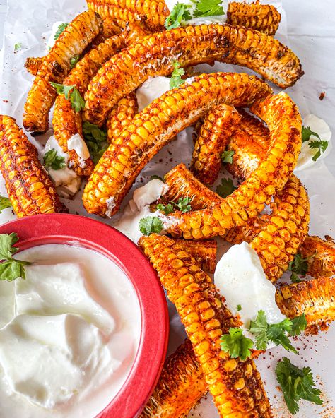 Spicy Masala Airfried Corn ribs — The Global Vegetarian Spicy Corn Ribs, Snacks Mexicanos, Corn Ribs, Spicy Corn, Chicken Tender, Creamed Corn, Red Chili Powder, Tiktok Viral, Coriander Powder