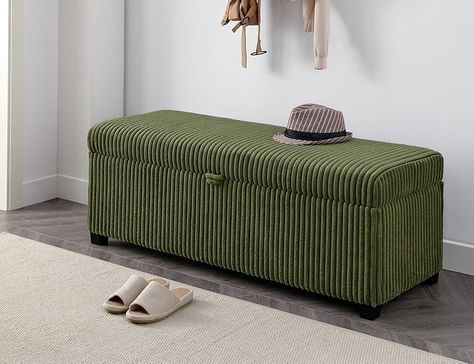 Amazon.com: GDCAOJG 48" Storage Ottoman Bench, Corduroy Entryway Bench with Storage, Large End of Bed Bench for Bedroom, Living Room, and Dorm, Beige : Home & Kitchen Ottoman End Of Bed, Dorm Green, Storage Bench Ideas, End Of Bed Storage, Entryway Bench With Storage, Bench For Bedroom, Entryway Bench Storage, End Of Bed Bench, Bed Bench