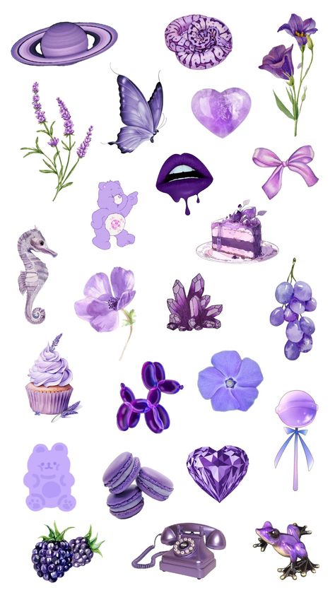 Violet Design For Scrapbook, Pastel Purple Stickers Printable, Scrapbook Stickers Printable Purple, Printable Purple Stickers, Violet Stickers Printable, Purple Scrapbook Stickers, Lilac Mood Board, Purple Shuffle, Lilac Stickers