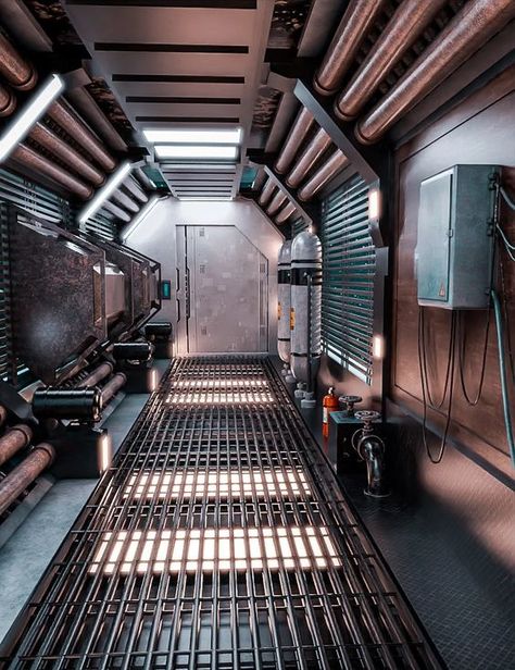 Scifi Corridor, Scifi Interior, Spaceship Interior, Oxygen Tanks, Sci Fi Environment, Futuristic Interior, Spaceship Design, Daz 3d, Daz Studio