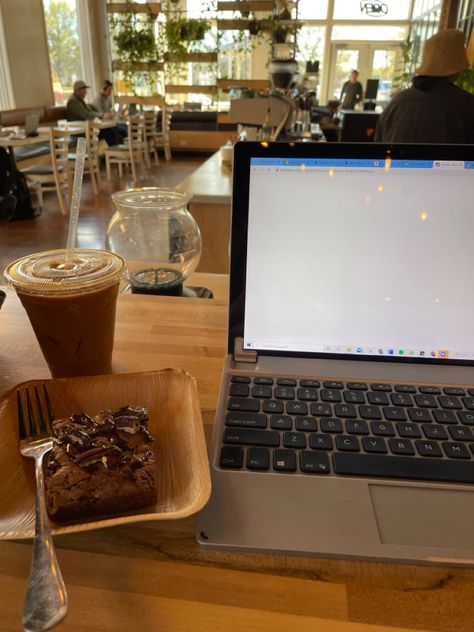 Laptop In Cafe Aesthetic, Writing In A Coffee Shop, Working From A Coffee Shop, Working In Coffee Shop Aesthetic, Work In Coffee Shop Aesthetic, Cafe Laptop Aesthetic, Writing In Coffee Shop, Coffee Shop Working Aesthetic, Work From Coffee Shop Aesthetic