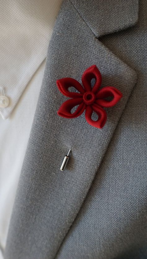 Mens lapel pin / flower lapel pin / lapel pin / kanzashi lapel flower by Tripp2TrippDesigns on Etsy Lapel Flowers, Flower Clutch, Necktie Crafts, Kanzashi Tutorial, Flower Lapel, Crochet Brooch, Flower Lapel Pin, Lapel Pins Mens, Lapel Flower