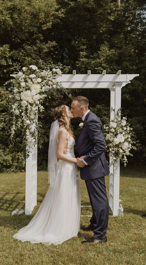 Archway For Wedding, Backyard Wedding Arch, Arbor Ideas, Wedding Arches Outdoors, Wedding Archway, Wedding Arbour, Ceremony Flowers, Peach Wedding, I Got Married