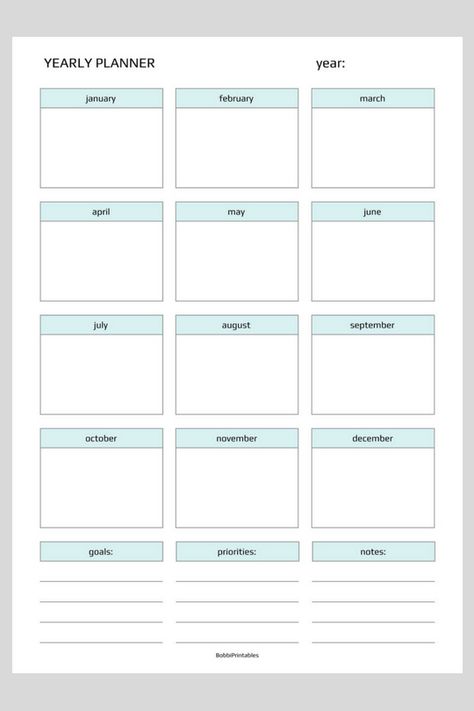 Free Simple Yearly Planner Printable #free #printable #yearlyplanner #planner #printables #yearly Diy Yearly Planner, Free Yearly Planner Printable, Yearly Planner Ideas, Year Planner Ideas, Yearly Planner Template, Yearly Planner Printable, Money Binder, Budget Planner Free, Homework Planner