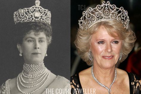 Queen Mary's Tiaras: The British Royal Collection | The Court Jeweller Delhi Durbar, Camila Parker, The Queen Of England, Royal Crown Jewels, Prinz Charles, Tiara Hair, Queens Jewels, Camilla Duchess Of Cornwall, Royal Crowns