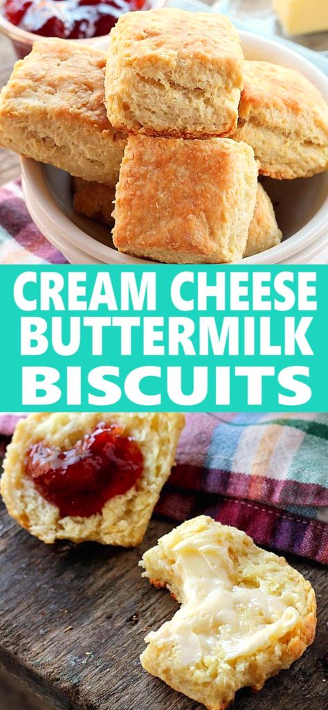 Cheese Buttermilk Biscuits, French Toast Brunch, Butter Biscuits Recipe, Cream Cheese Biscuits, Healthy Cream Cheese, Homemade Biscuits Recipe, Homemade Bread Recipes Easy, Buttermilk Recipes, Biscuit Rolls