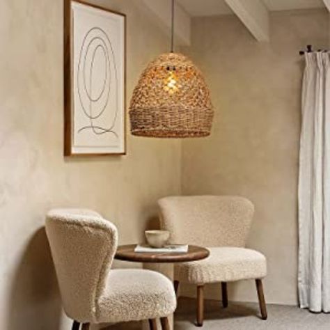 Beautiful Rattan Woven Pendant Light Fixture, Chandelier with Lamp Shade Light Cover, Hanging Lighting for Kitchen Dining Room Foyer Entry Woven Pendant Light, Coastal Pendant Lighting, Foyer Pendant Lighting, Lighting For Kitchen, Rattan Light Fixture, Hanging Lighting, Rattan Shades, Rattan Pendant Light, Hamptons House