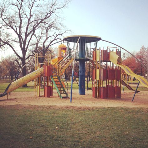 Vintage Playground! Vintage Playground, City Playground, Modern Playground, Cool Playgrounds, Playground Structures, Playground Slide, Art Alevel, Nostalgia Aesthetic, Park Playground