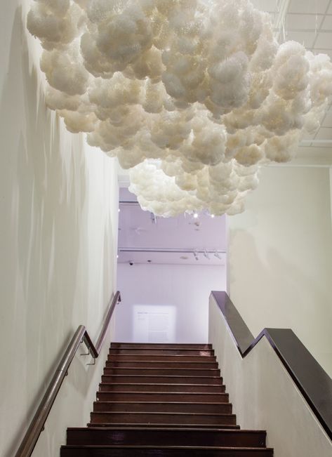 DZine Trip | Art installation made from polypropylene loop pins | http://dzinetrip.com Decorative Ceiling Panels, Suspended Art, Singapore Art Museum, Light Art Installation, Singapore Art, Ceiling Art, Deco Luminaire, Ceiling Installation, Artistic Installation