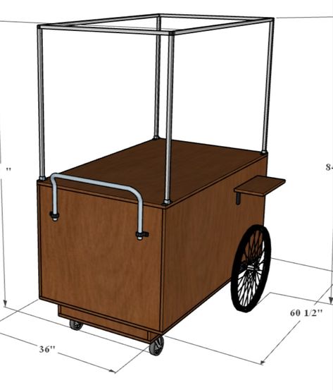 CNC (SVG and DFX) Files now available for this plan.  Click "Visit" for complete details. Catering Cart, Diy Cart, Party Rental Ideas, Vendor Cart, Vintage Cart, Cart Ideas, Drink Cart, Food Cart Design, Ice Cream Cart