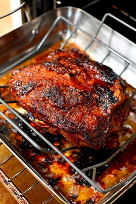 Easy Pork Shoulder Roast with Peach Glaze - Nom Nom Paleo® Pork Shoulder Oven, Pork Shoulder Recipes Oven, Barbecue Pork Roast, Pork Shoulder Picnic Roast, Roasted Pork Shoulder Recipes, Pork Shoulder Blade Roast, Bbq Pork Shoulder, Pork Shoulder Picnic, Boneless Pork Shoulder Roast