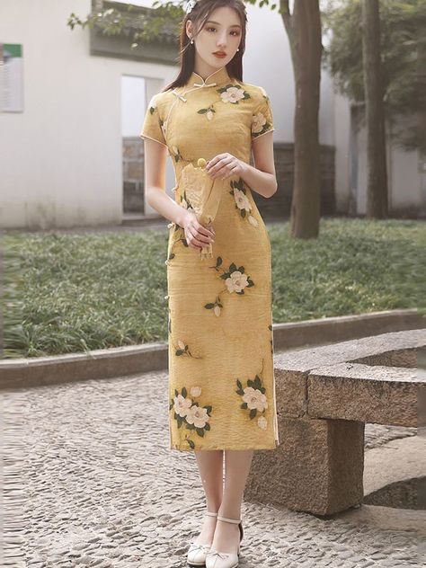 Chinese Collar Dress, Lolita Outfits, Qipao Cheongsam, Qipao Dress, Fashion Illustration Dresses, China Dress, Cheongsam Dress, Chinese Clothing, Asian Outfits