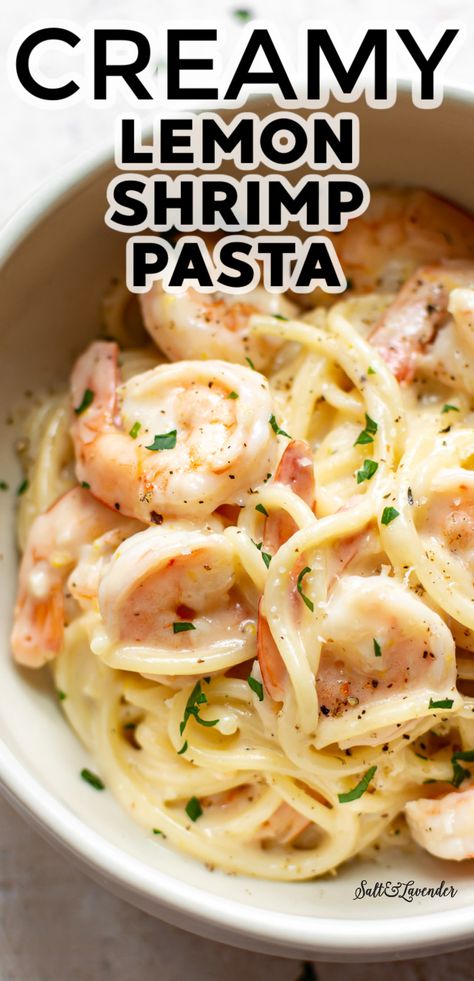 Creamy Lemon Shrimp, Shrimp Pasta Recipes Creamy, Lemon Shrimp Pasta, Shrimp Pasta Recipes Easy, Lemon Pasta Recipes, Linguine Recipes, Lemon Shrimp, Prawn Recipes, Shrimp Recipes For Dinner