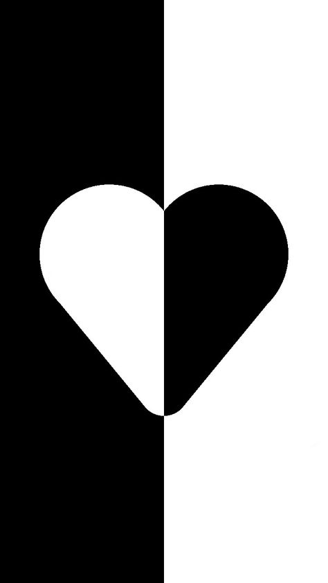 Black And White Split Wallpaper, White And Black Wallpaper, Indie Heart, Ipad Aesthetics, White Wallpapers, Calendar Background, Wallpaper Black And White, Black And White Heart, Black And White Theme