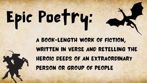 What is epic poetry? We’re going to define epic poetry, briefly discuss the long history of epic poetry, and review what makes an epic poem. Epic Poetry, Short Verses, Forms Of Poetry, Grammar Tips, Truth And Justice, Writing Crafts, Poetic Justice, Hero's Journey, Words Matter