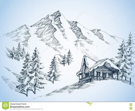 Nature In The Mountains Sketch - Download From Over 54 Million High Quality Stock Photos, Images, Vectors. Sign up for FREE today. Image: 79258852 Mountain Sketch, Winter Drawings, Landscape Pencil Drawings, Sunday Photos, Mountain Drawing, Nature Sketch, Landscape Sketch, Desenho Tattoo, Nature Drawing