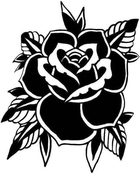 Tato Mata, Old School Rose, Rose Tattoo Stencil, Tato Flash, Rose Stencil, Black Tattoo Cover Up, Traditional Rose, Black Rose Tattoos, Traditional Tattoo Sleeve