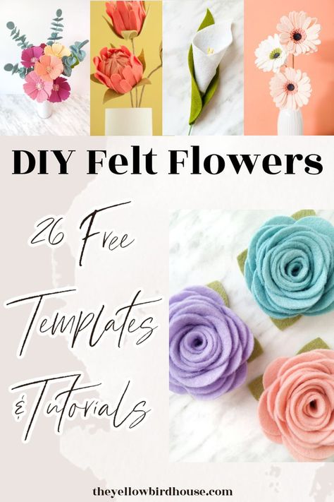 Felt Flower Diy, Make Felt Flowers, Flower Templates Printable Free, Felt Flower Template, Making Felt, Flower Fabric Pattern, Felt Flowers Patterns, Flower Templates Printable, Felt Flower Tutorial