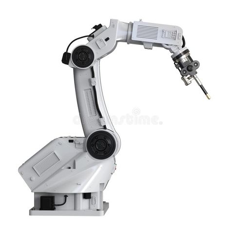 Welding robotic arm isolated. 3d rendering welding robotic arm isolated on white #Sponsored , #sponsored, #Ad, #robotic, #isolated, #welding, #arm Robot Arm Design, Robo Arm, Surgical Robots, Industrial Robotic Arm, Background Technology, Android Secret Codes, Robotic Automation, Mechanical Arm, Industrial Robots